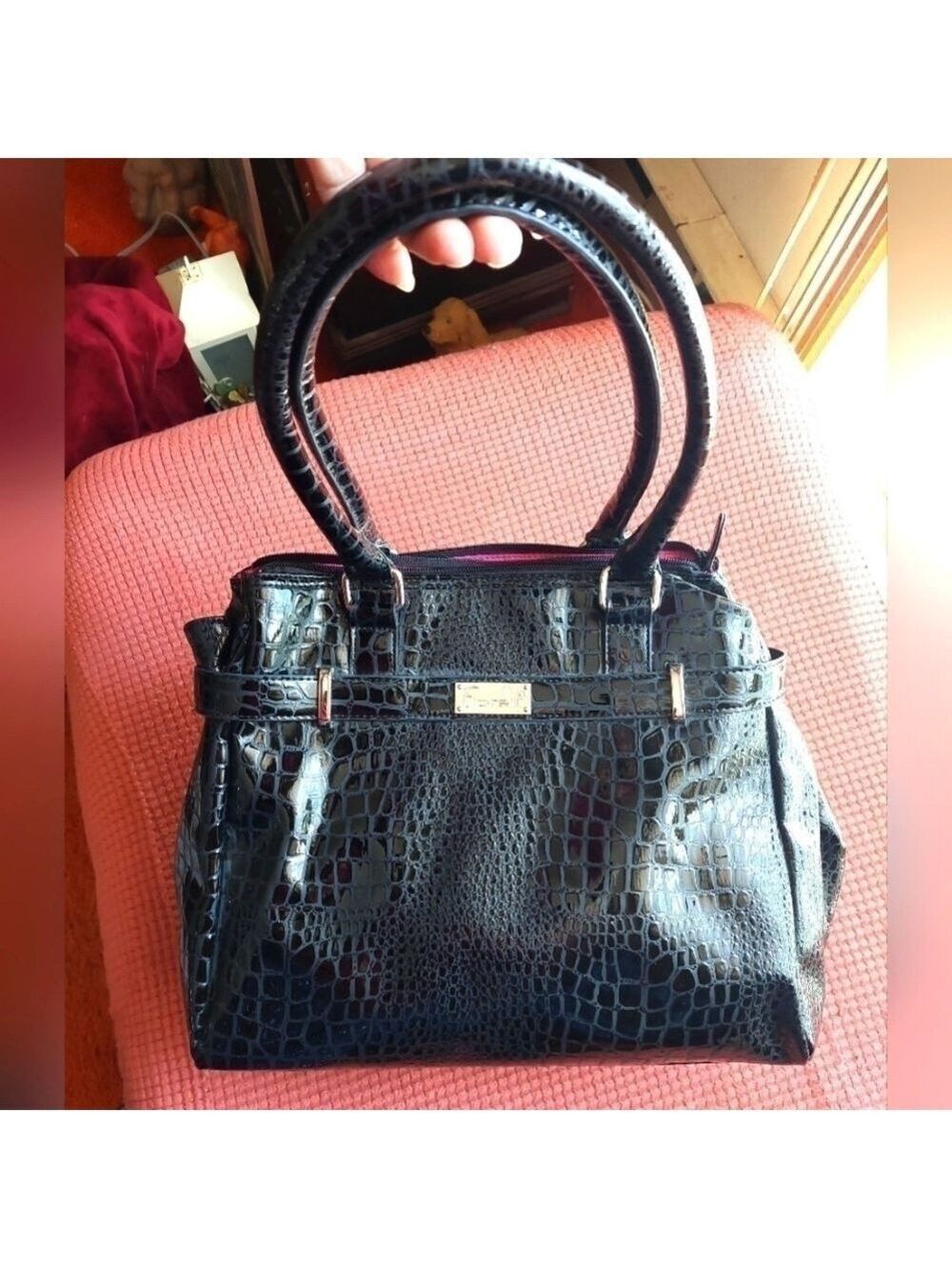 Fiorelli Black Mock-Croc Shoulder Bag